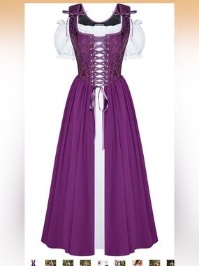 Scarlet Darkness Renaissance Costume Women Medieval Fairy Corset Dress nwt